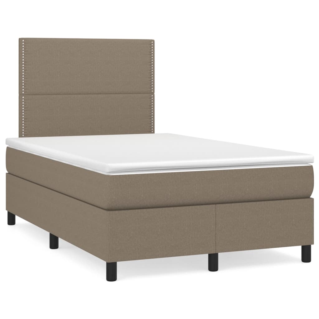Κρεβάτι Boxspring με Στρώμα & LED Taupe 120x190 εκ. Υφασμάτινο