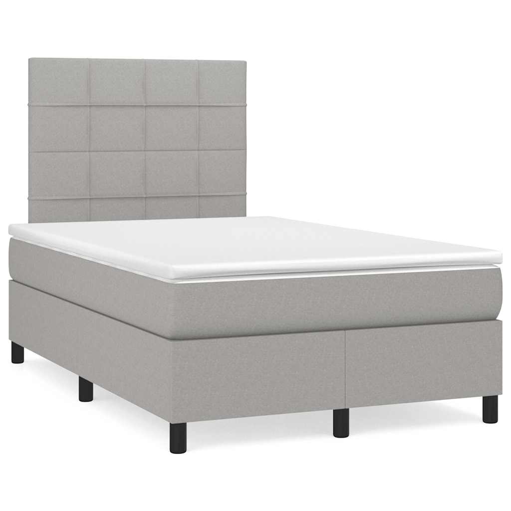 Κρεβάτι Boxspring με Στρώμα & LED Αν.Γκρι 120x190εκ. Υφασμάτινο