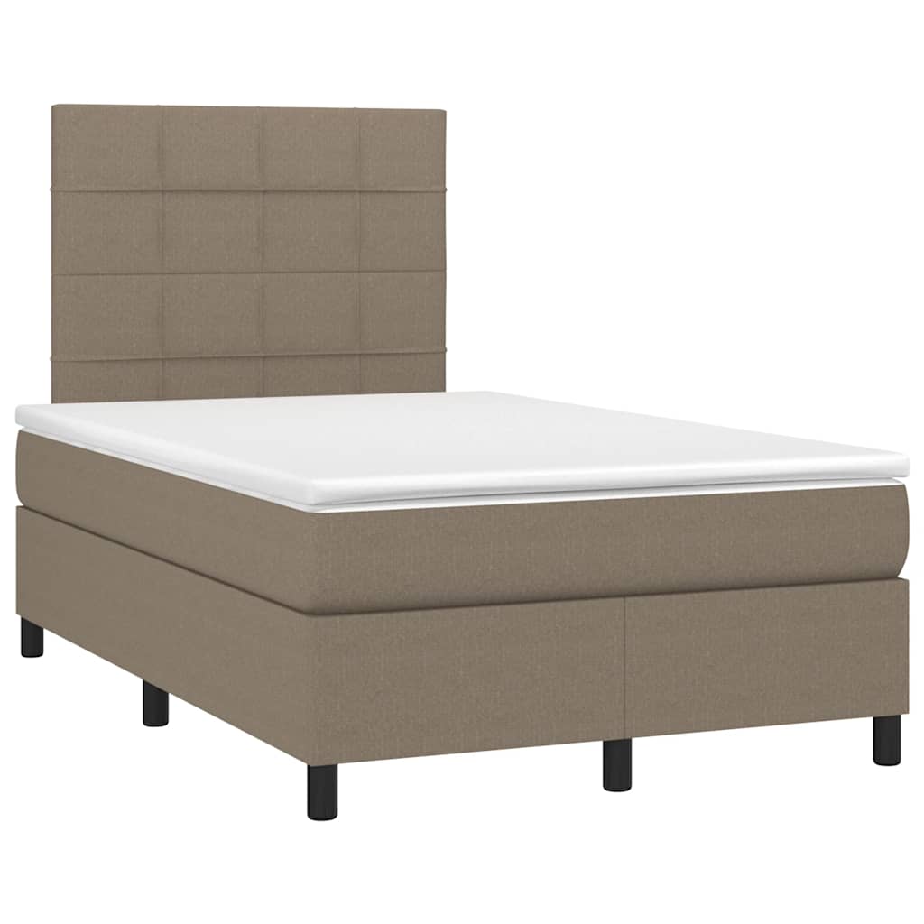 Κρεβάτι Boxspring με Στρώμα & LED Taupe 120x190 εκ. Υφασμάτινο