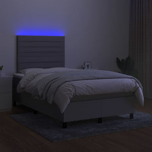 Κρεβάτι Boxspring με Στρώμα & LED Αν.Γκρι 120x190εκ. Υφασμάτινο