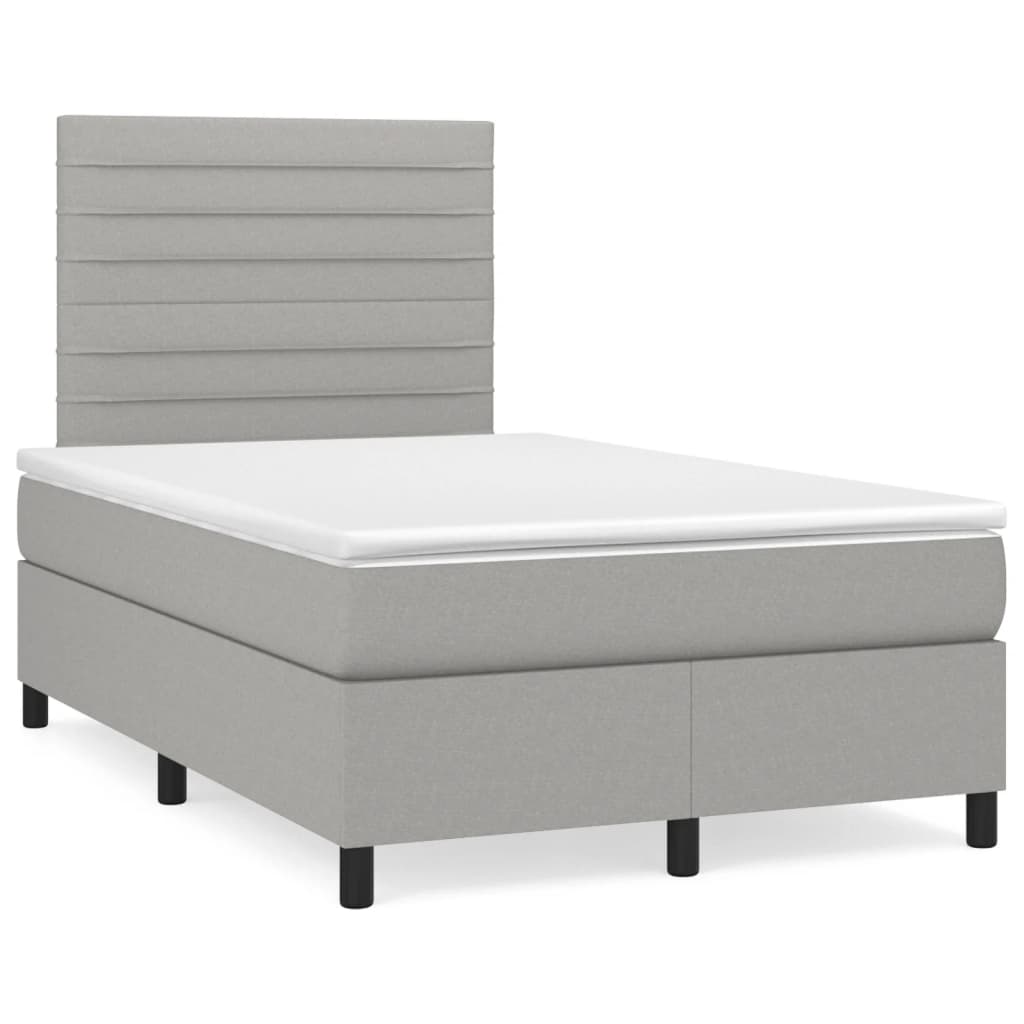 Κρεβάτι Boxspring με Στρώμα & LED Αν.Γκρι 120x190εκ. Υφασμάτινο