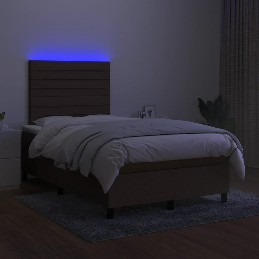 Κρεβάτι Boxspring με Στρώμα & LED Μαύρο 120x190 εκ. Υφασμάτινο