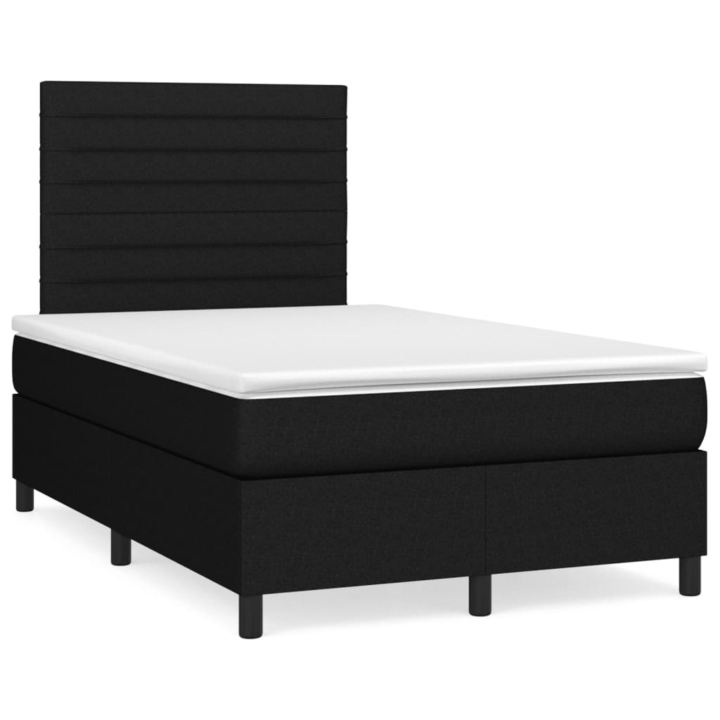 Κρεβάτι Boxspring με Στρώμα & LED Μαύρο 120x190 εκ. Υφασμάτινο