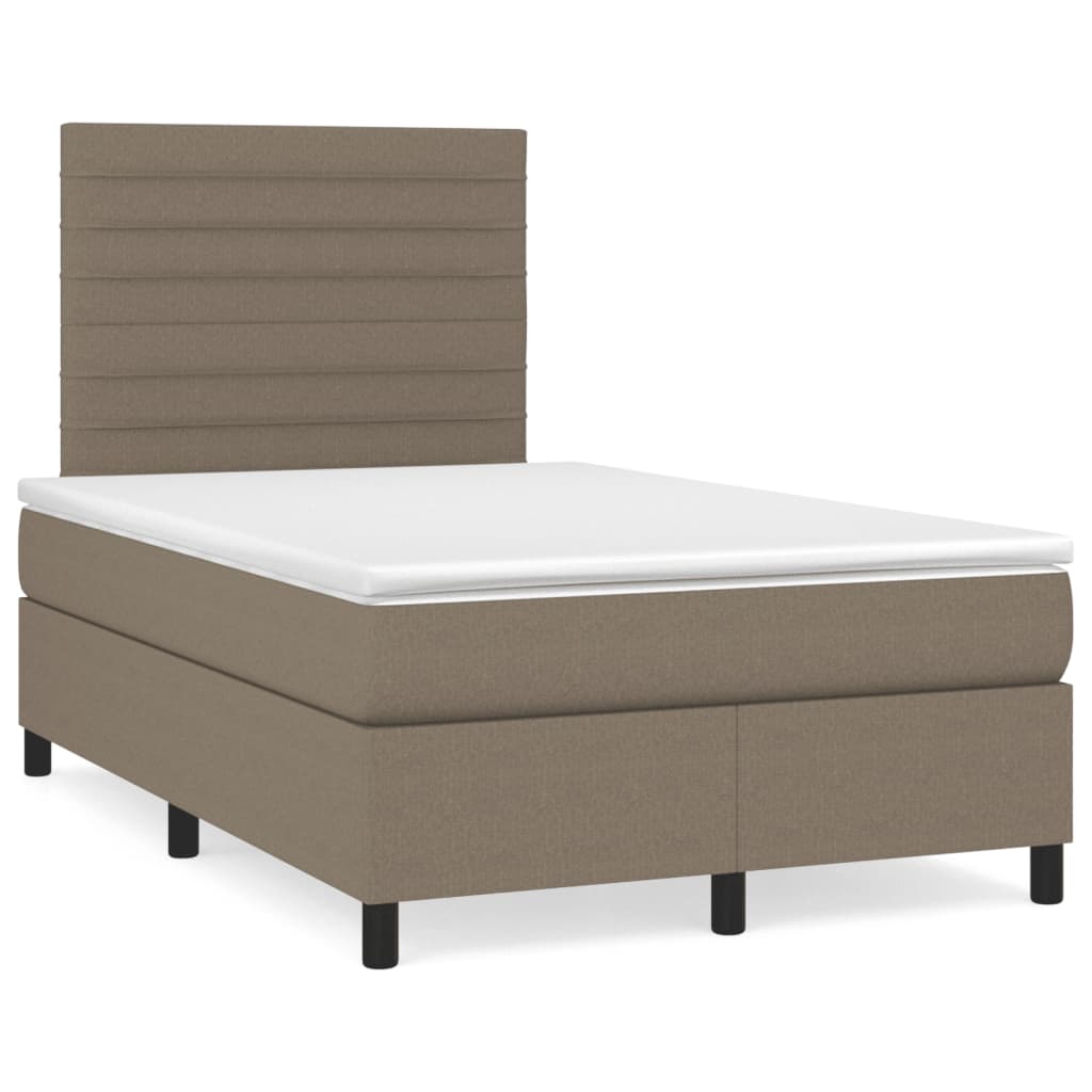 Κρεβάτι Boxspring με Στρώμα & LED Taupe 120x190 εκ. Υφασμάτινο