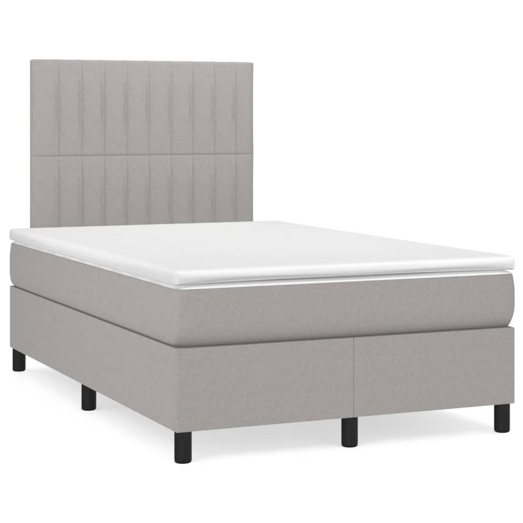 Κρεβάτι Boxspring με Στρώμα & LED Αν.Γκρι 120x190εκ. Υφασμάτινο