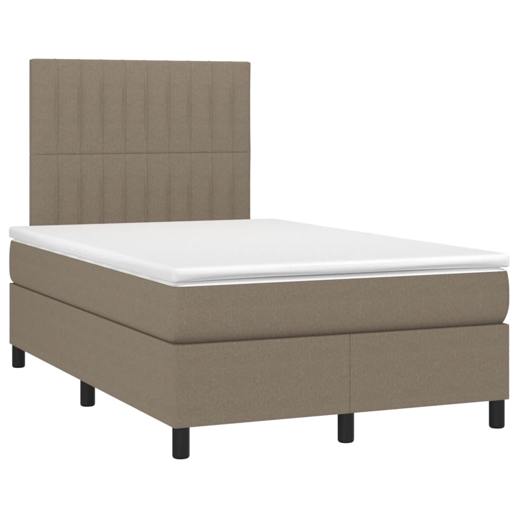 Κρεβάτι Boxspring με Στρώμα & LED Taupe 120x190 εκ. Υφασμάτινο