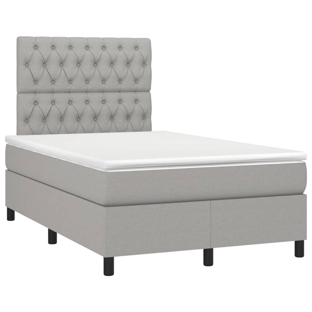 Κρεβάτι Boxspring με Στρώμα & LED Αν.Γκρι 120x190εκ. Υφασμάτινο