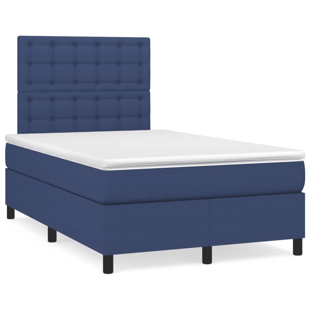 Κρεβάτι Boxspring με Στρώμα & LED Μπλε 120x190εκ. Υφασμάτινο - Pakobazaar