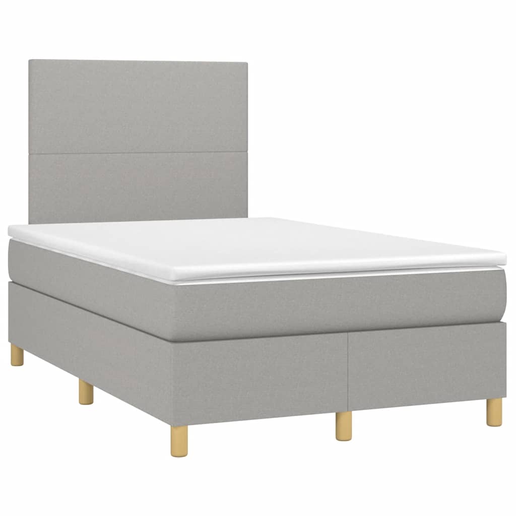 Κρεβάτι Boxspring με Στρώμα & LED Αν.Γκρι 120x190εκ. Υφασμάτινο