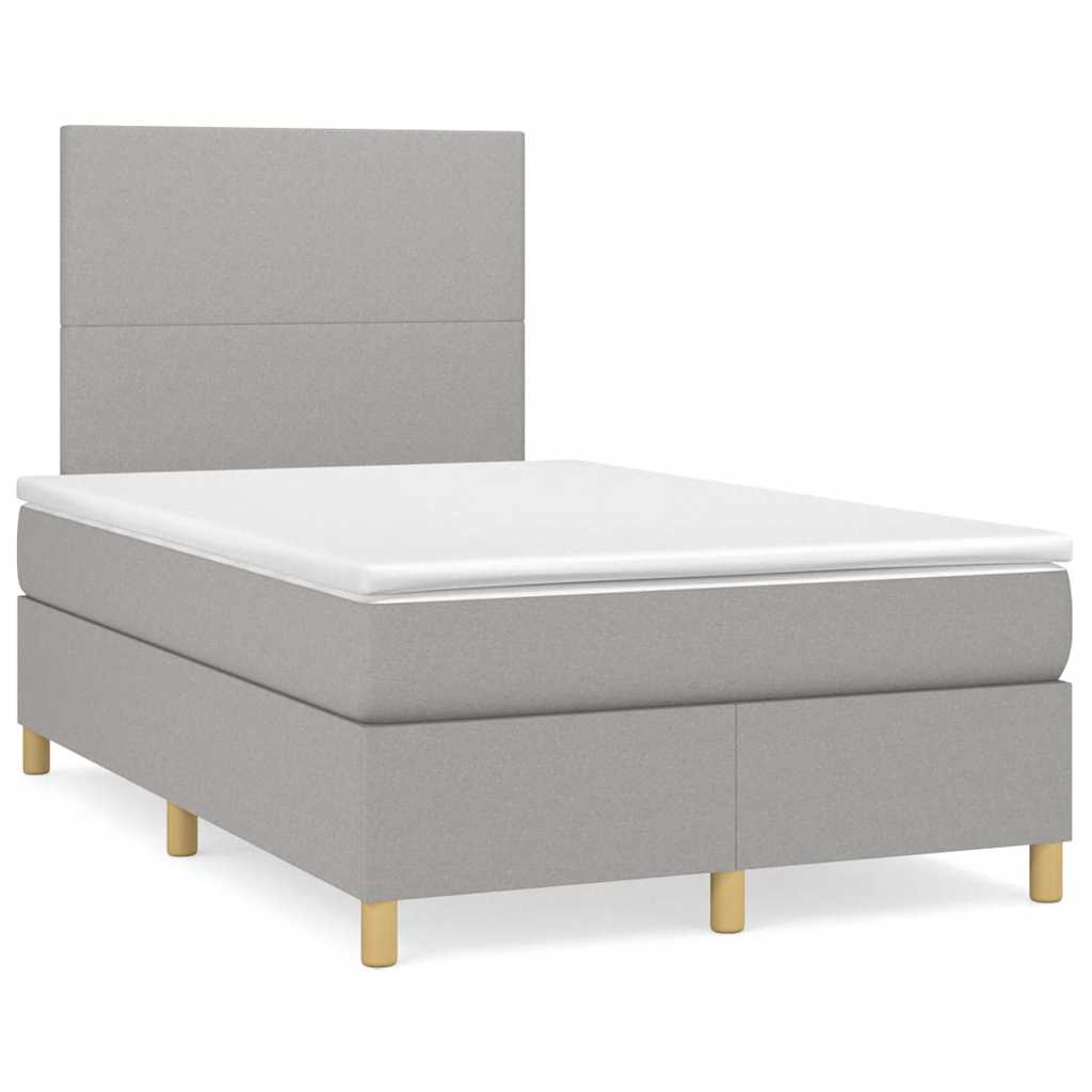 Κρεβάτι Boxspring με Στρώμα & LED Αν.Γκρι 120x190εκ. Υφασμάτινο