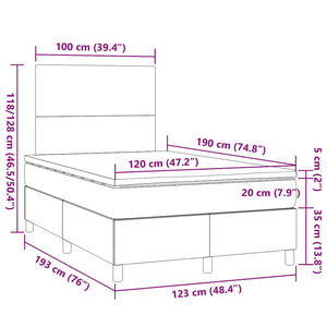 Κρεβάτι Boxspring με Στρώμα & LED Μαύρο 120x190 εκ. Υφασμάτινο
