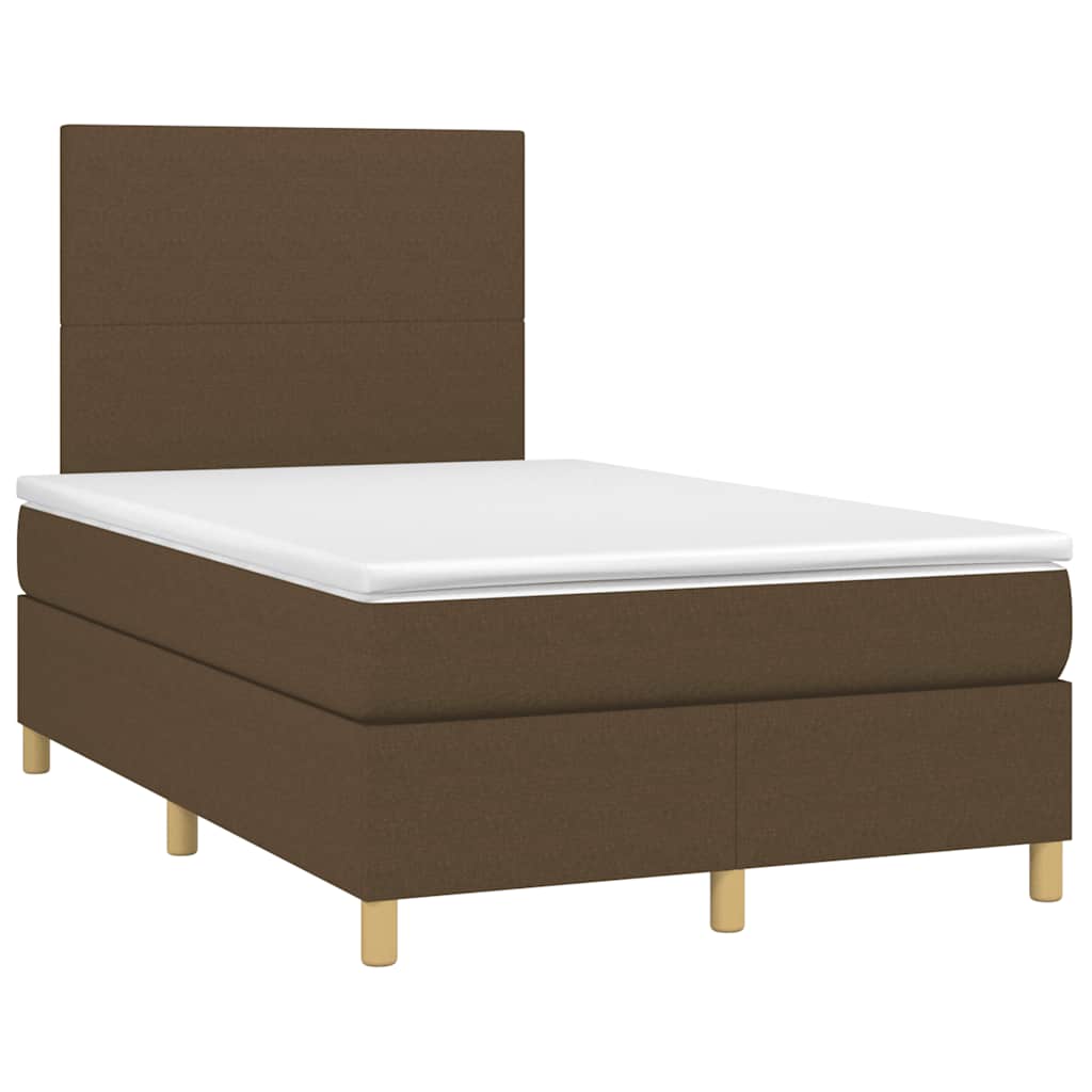 Κρεβάτι Boxspring με Στρώμα & LED Σκ.Καφέ 120x190εκ. Υφασμάτινο