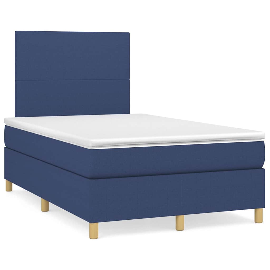 Κρεβάτι Boxspring με Στρώμα & LED Μπλε 120x190εκ. Υφασμάτινο - Pakobazaar