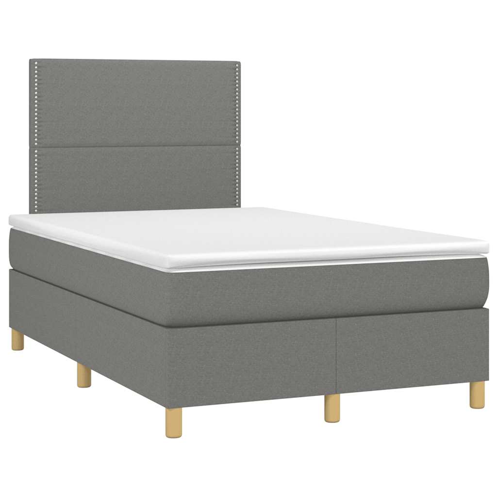 Κρεβάτι Boxspring με Στρώμα & LED Σκ.Γκρι 120x190εκ. Υφασμάτινο - Pakobazaar