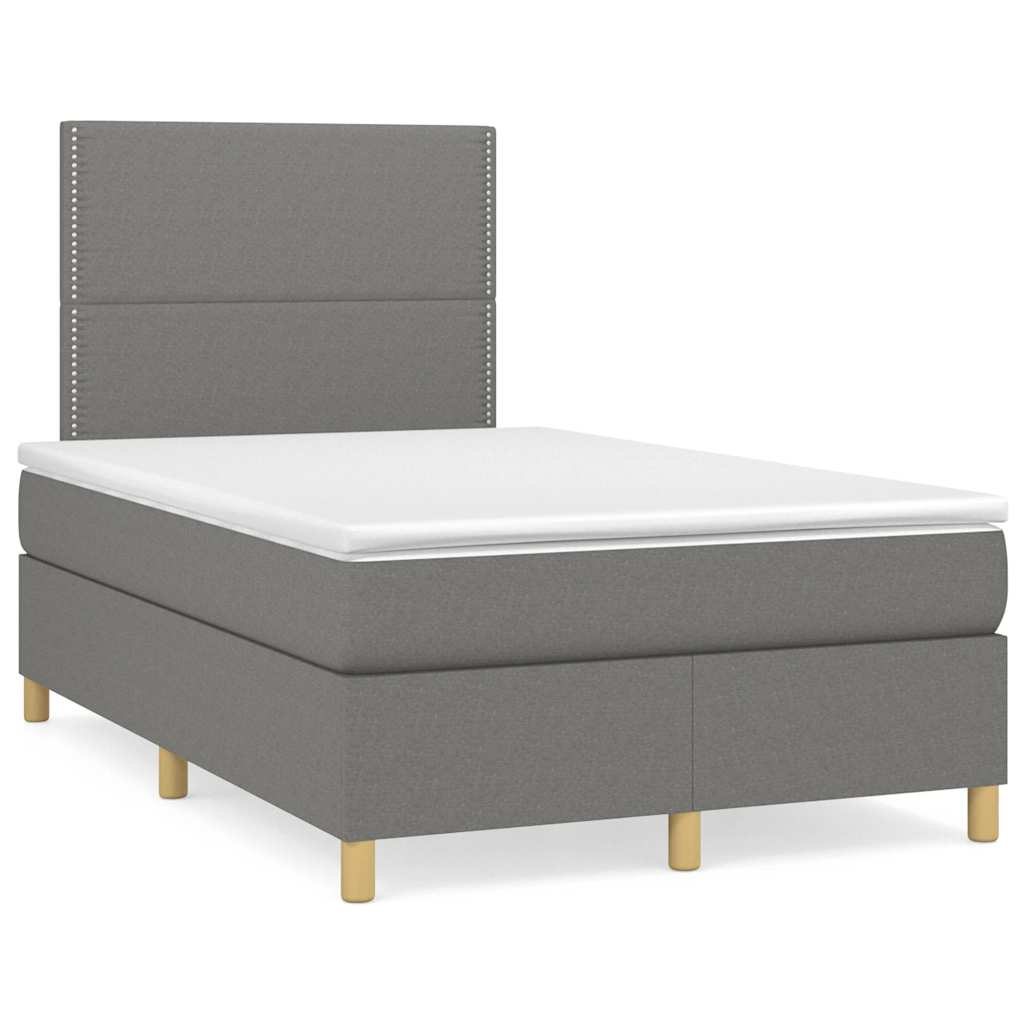 Κρεβάτι Boxspring με Στρώμα & LED Σκ.Γκρι 120x190εκ. Υφασμάτινο - Pakobazaar