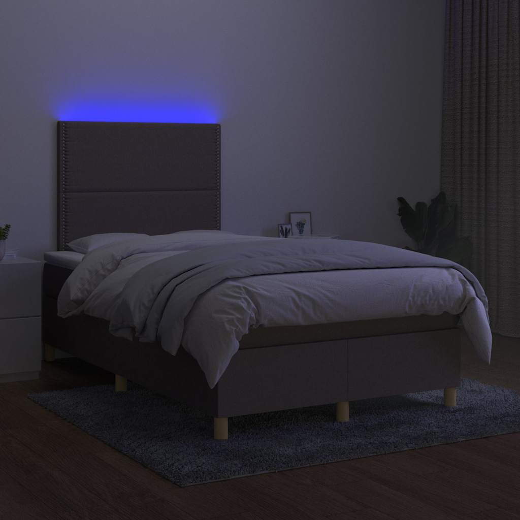Κρεβάτι Boxspring με Στρώμα & LED Taupe 120x190 εκ. Υφασμάτινο