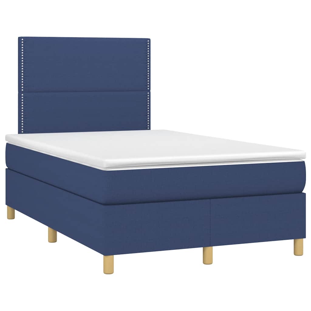 Κρεβάτι Boxspring με Στρώμα & LED Μπλε 120x190εκ. Υφασμάτινο - Pakobazaar