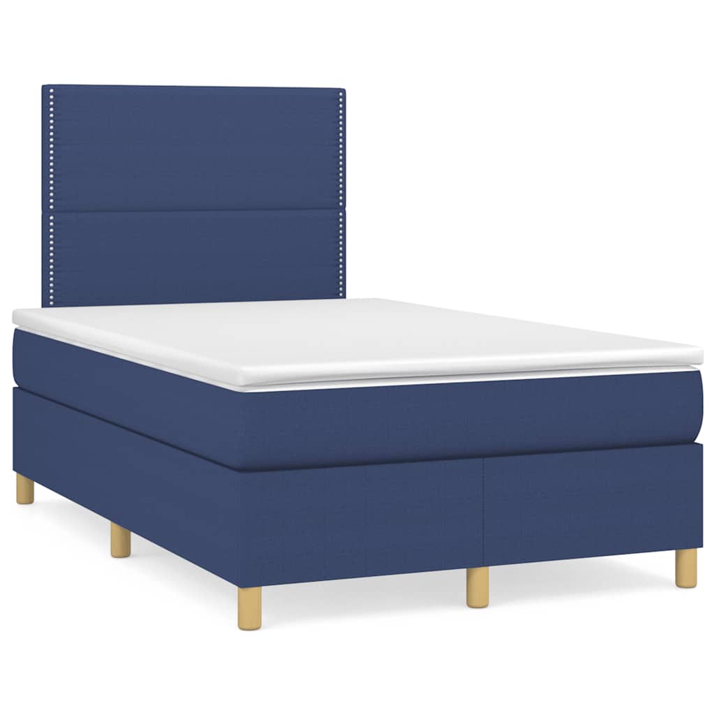 Κρεβάτι Boxspring με Στρώμα & LED Μπλε 120x190εκ. Υφασμάτινο - Pakobazaar