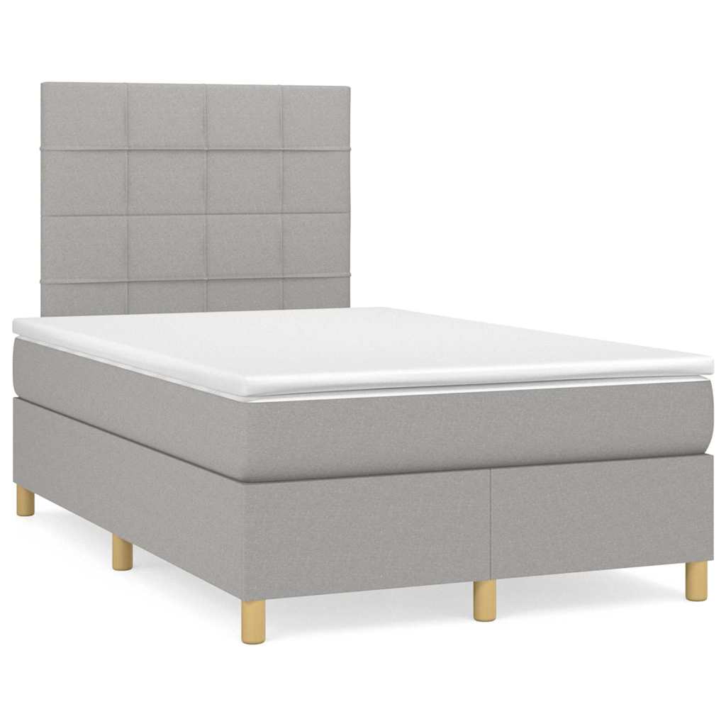Κρεβάτι Boxspring με Στρώμα & LED Αν.Γκρι 120x190εκ. Υφασμάτινο