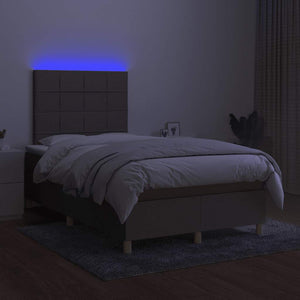 Κρεβάτι Boxspring με Στρώμα & LED Taupe 120x190 εκ. Υφασμάτινο