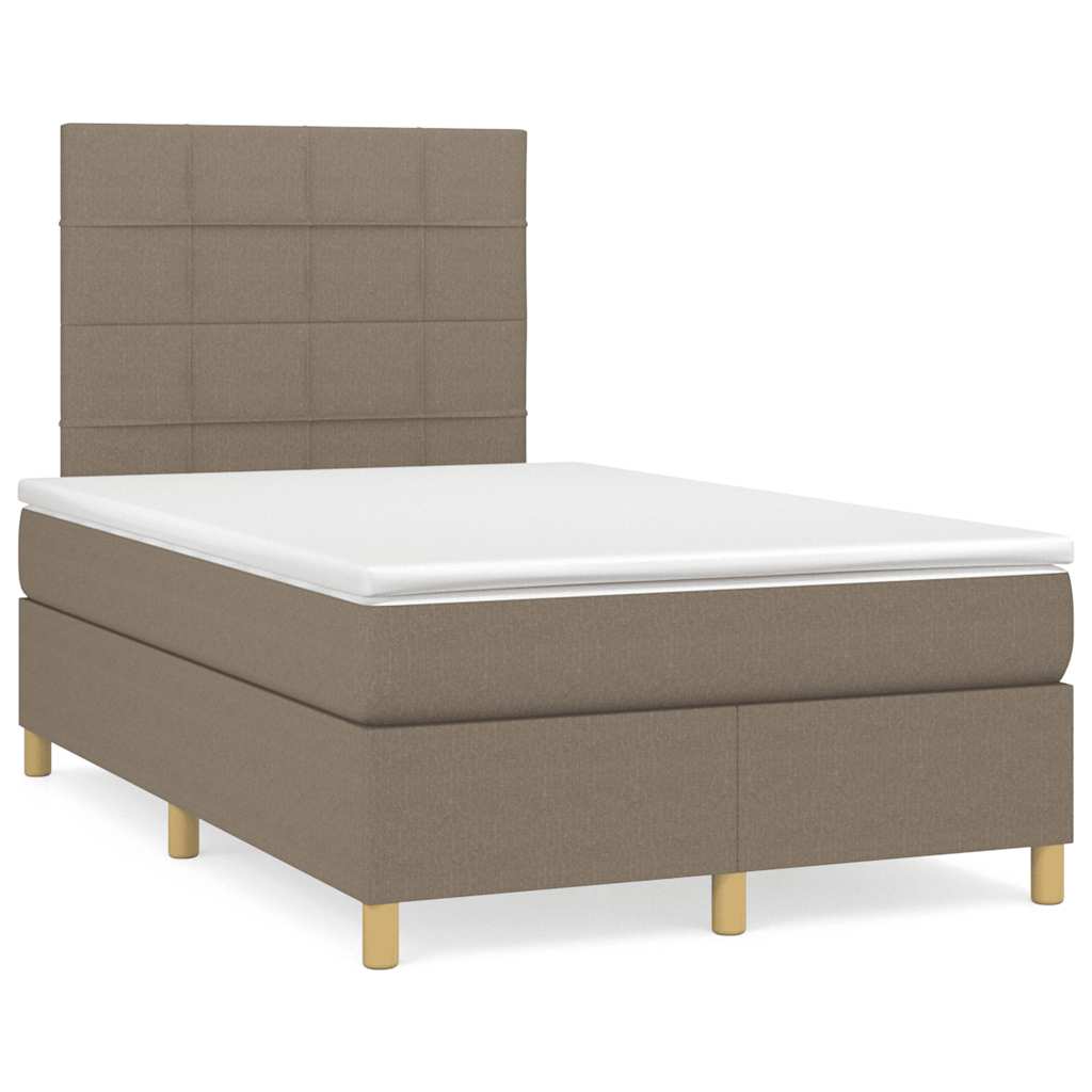 Κρεβάτι Boxspring με Στρώμα & LED Taupe 120x190 εκ. Υφασμάτινο