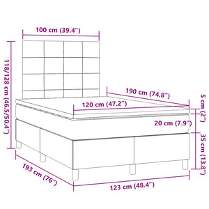 Κρεβάτι Boxspring με Στρώμα & LED Μπλε 120x190εκ. Υφασμάτινο - Pakobazaar