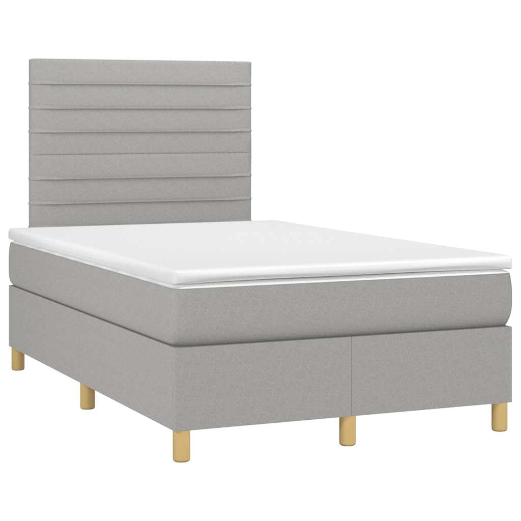 Κρεβάτι Boxspring με Στρώμα & LED Αν.Γκρι 120x190εκ. Υφασμάτινο