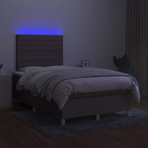 Κρεβάτι Boxspring με Στρώμα & LED Taupe 120x190 εκ. Υφασμάτινο - Pakobazaar