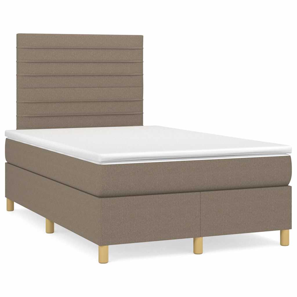 Κρεβάτι Boxspring με Στρώμα & LED Taupe 120x190 εκ. Υφασμάτινο - Pakobazaar