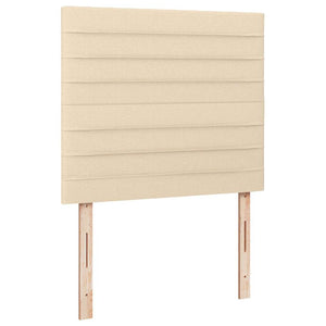 Κρεβάτι Boxspring με Στρώμα & LED Κρεμ 120x190 εκ. Υφασμάτινο - Pakobazaar