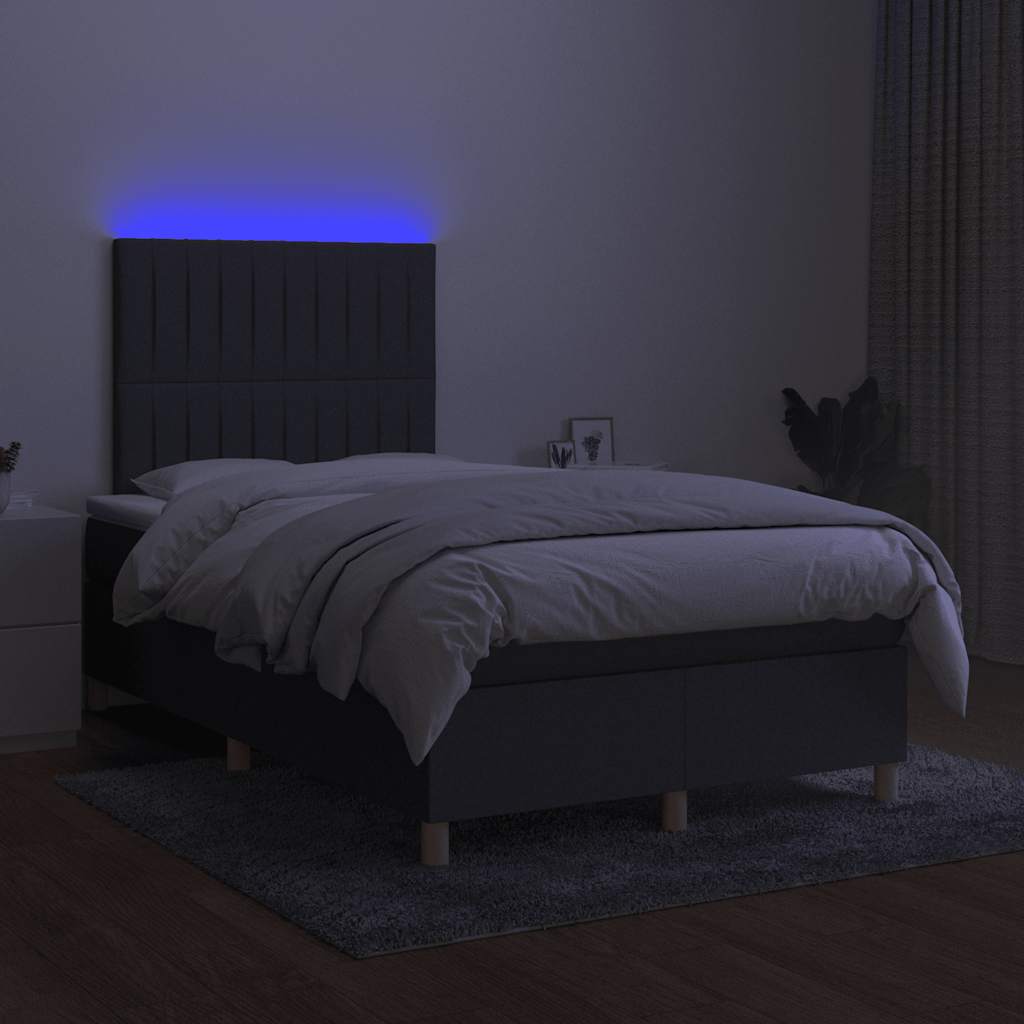 Κρεβάτι Boxspring με Στρώμα & LED Σκ.Γκρι 120x190εκ. Υφασμάτινο - Pakobazaar