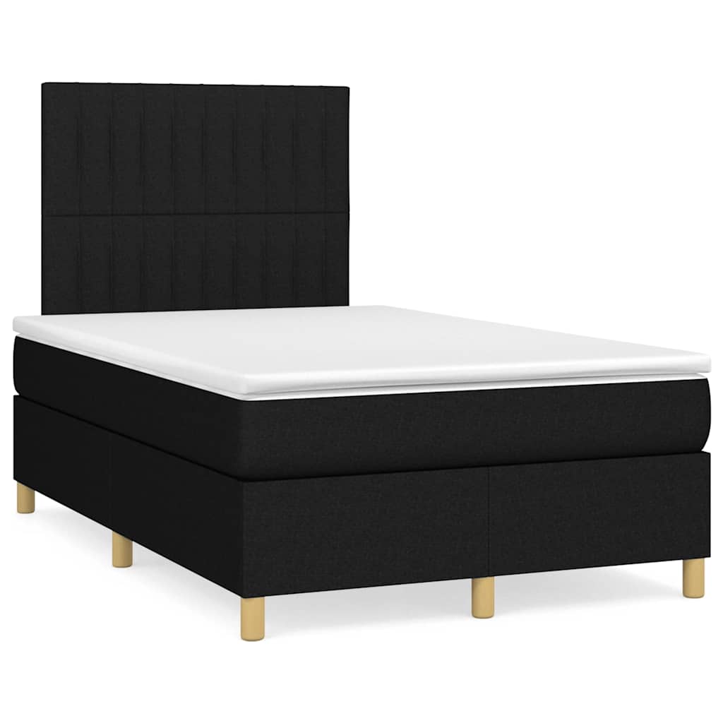 Κρεβάτι Boxspring με Στρώμα & LED Μαύρο 120x190 εκ. Υφασμάτινο