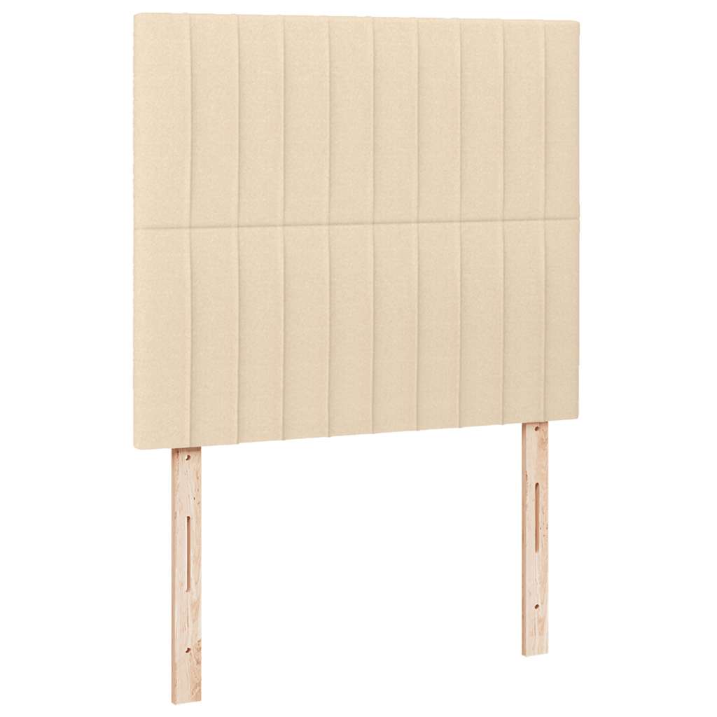 Κρεβάτι Boxspring με Στρώμα & LED Κρεμ 120x190 εκ. Υφασμάτινο - Pakobazaar