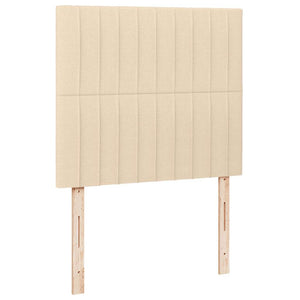 Κρεβάτι Boxspring με Στρώμα & LED Κρεμ 120x190 εκ. Υφασμάτινο - Pakobazaar