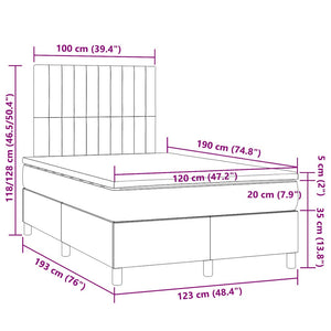 Κρεβάτι Boxspring με Στρώμα & LED Κρεμ 120x190 εκ. Υφασμάτινο - Pakobazaar