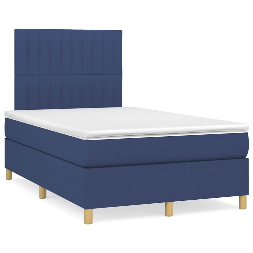 Κρεβάτι Boxspring με Στρώμα & LED Μπλε 120x190εκ. Υφασμάτινο - Pakobazaar