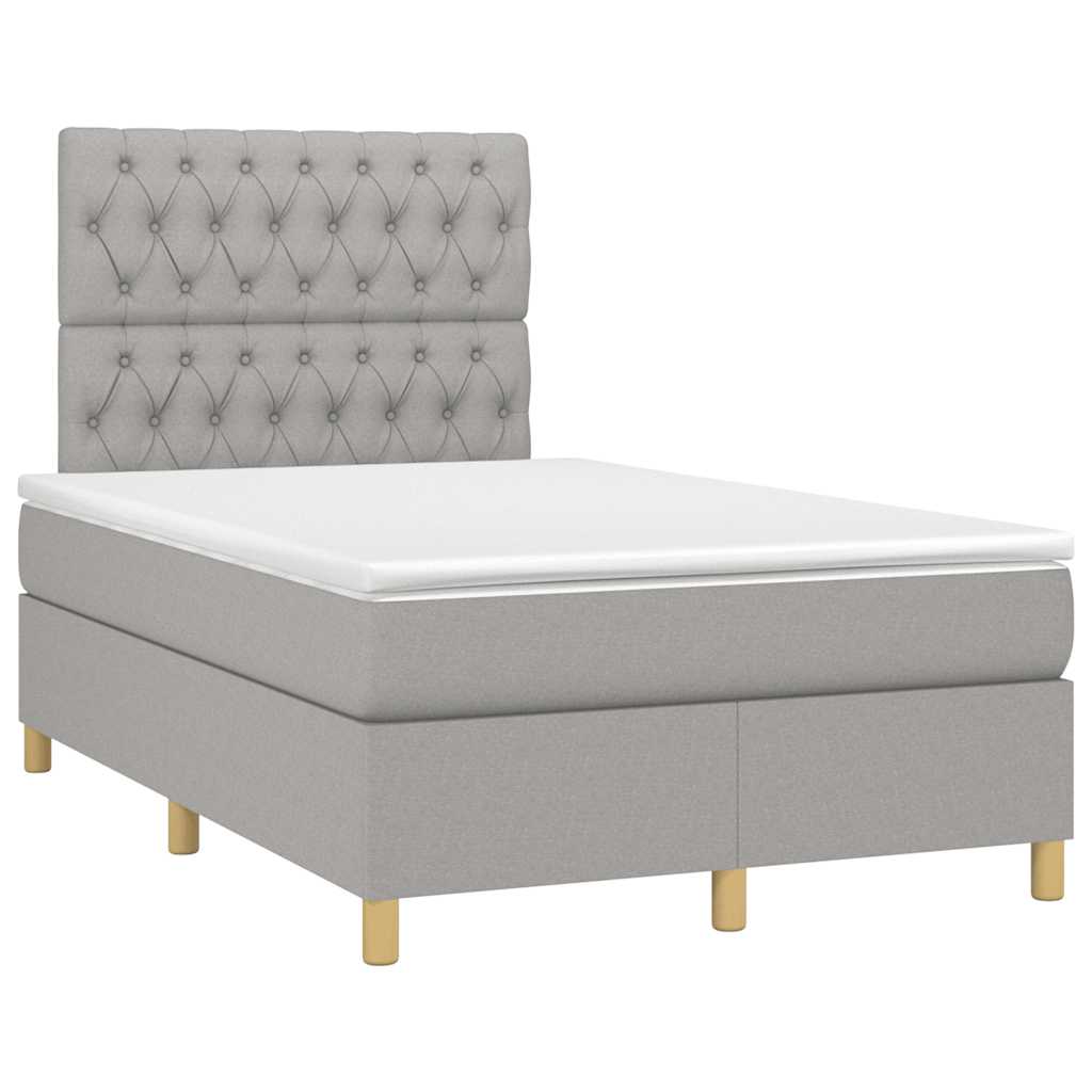 Κρεβάτι Boxspring με Στρώμα & LED Αν.Γκρι 120x190εκ. Υφασμάτινο