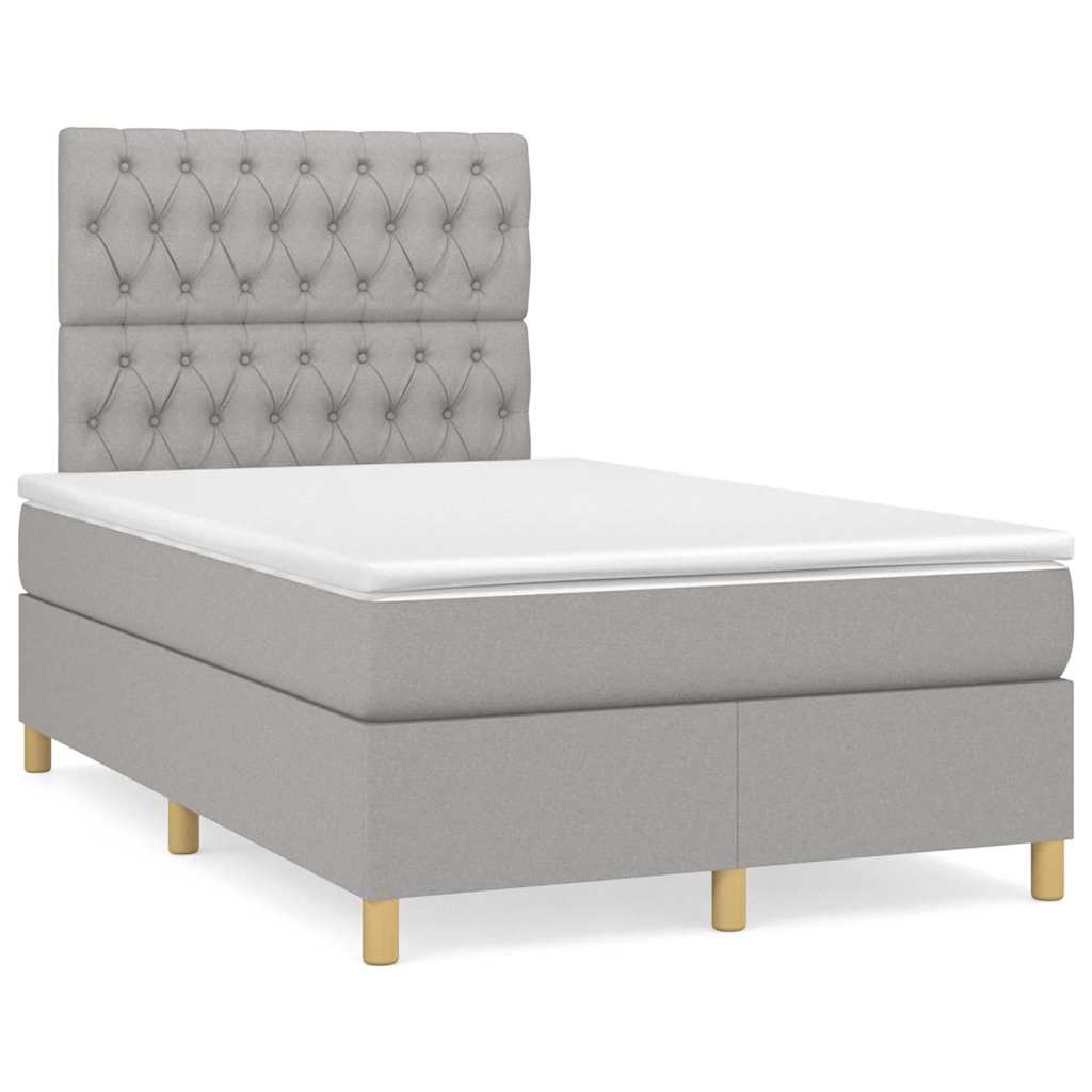 Κρεβάτι Boxspring με Στρώμα & LED Αν.Γκρι 120x190εκ. Υφασμάτινο