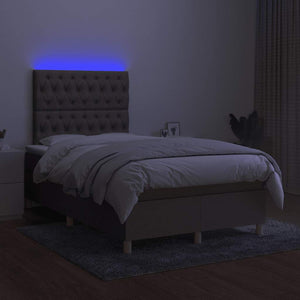 Κρεβάτι Boxspring με Στρώμα & LED Taupe 120x190 εκ. Υφασμάτινο