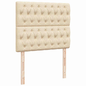 Κρεβάτι Boxspring με Στρώμα & LED Κρεμ 120x190 εκ. Υφασμάτινο - Pakobazaar