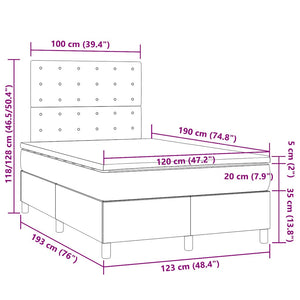 Κρεβάτι Boxspring με Στρώμα & LED Μαύρο 120x190 εκ. Υφασμάτινο