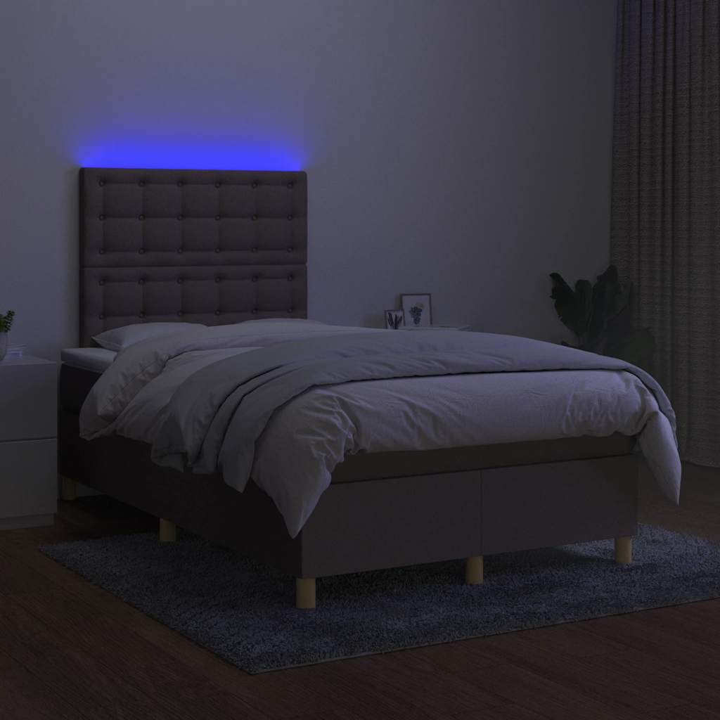 Κρεβάτι Boxspring με Στρώμα & LED Taupe 120x190 εκ. Υφασμάτινο