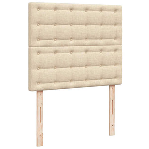 Κρεβάτι Boxspring με Στρώμα & LED Κρεμ 120x190 εκ. Υφασμάτινο - Pakobazaar