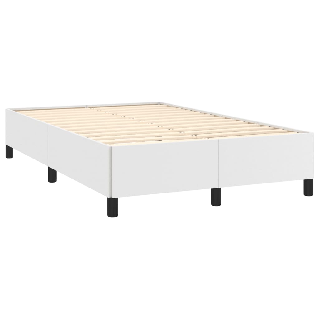 Κρεβάτι Boxspring με Στρώμα & LED Λευκό 120x190 εκ. Συνθ. Δέρμα