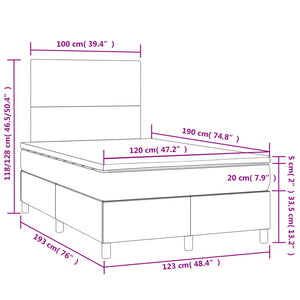 Κρεβάτι Boxspring με Στρώμα & LED Λευκό 120x190 εκ. Συνθ. Δέρμα