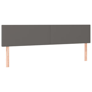 Κρεβάτι Boxspring με Στρώμα & LED Γκρι 120x190 εκ. Συνθ. Δέρμα