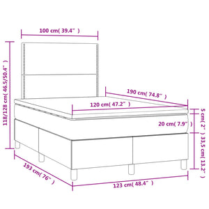Κρεβάτι Boxspring Στρώμα&LED Καπουτσίνο 120x190 εκ. Συνθ. Δέρμα - Pakobazaar