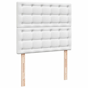 Κρεβάτι Boxspring με Στρώμα & LED Λευκό 120x190 εκ. Συνθ. Δέρμα