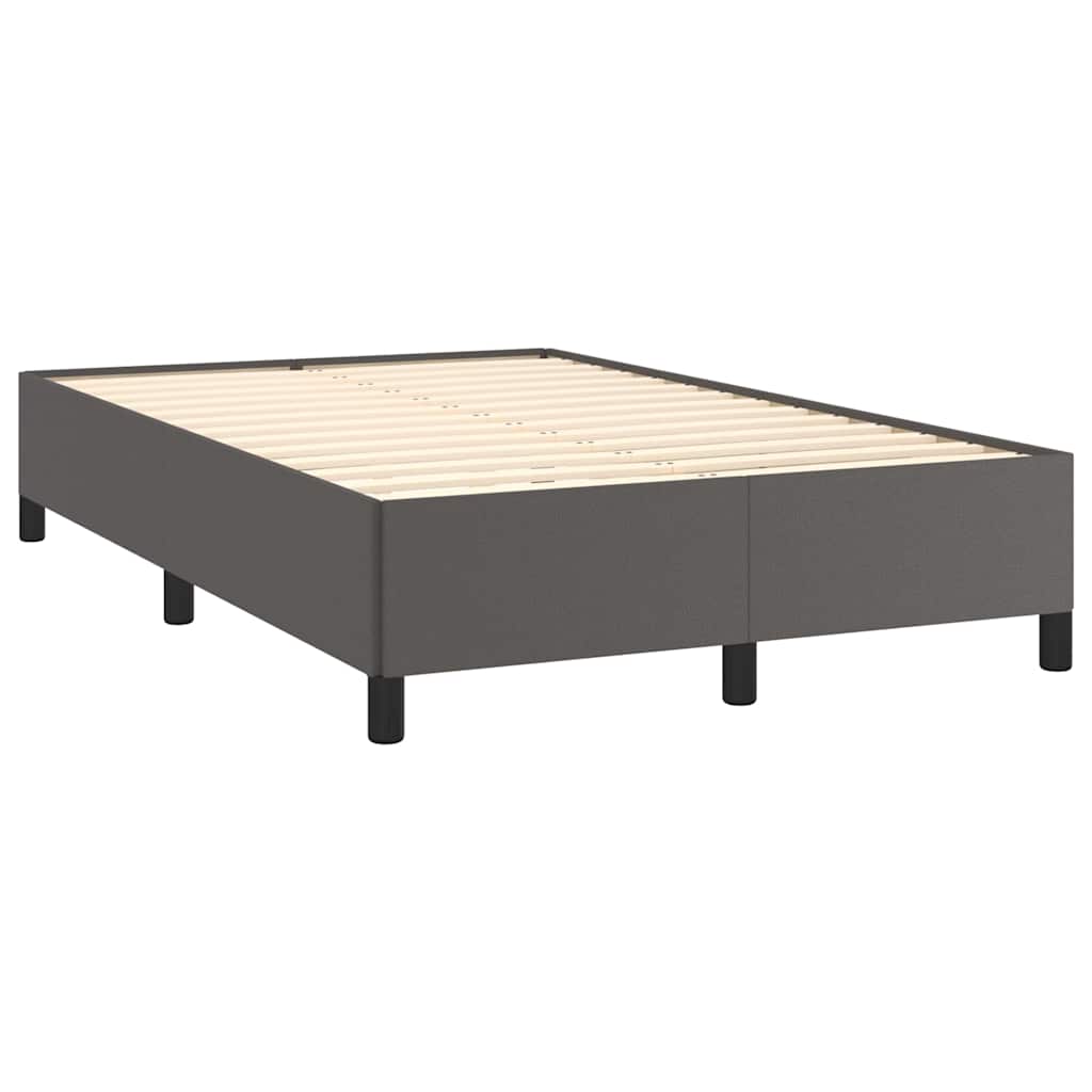 Κρεβάτι Boxspring με Στρώμα & LED Γκρι 120x190 εκ. Συνθ. Δέρμα