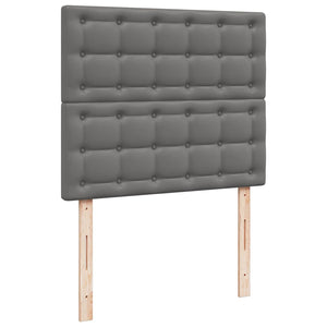 Κρεβάτι Boxspring με Στρώμα & LED Γκρι 120x190 εκ. Συνθ. Δέρμα